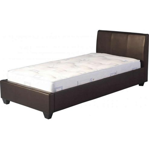 Image of Valufurniture Palermo 3 0 Inch Single Brown Faux Leather Bed