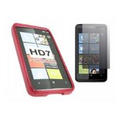 Red Twin Pack ProGel Skin Case & LCD Screen Protector - HTC HD7