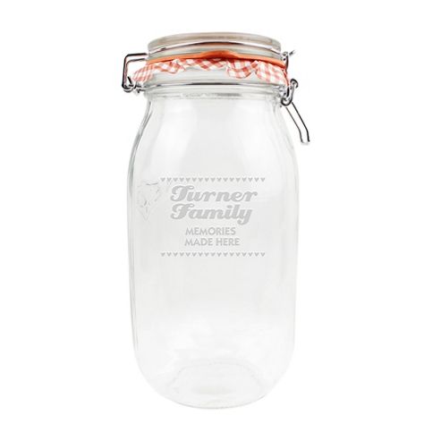 Image of Personalised Hearts Large Glass Kilner Kitchen Storage Jar