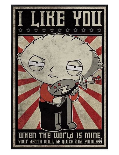 Image of Family Guy Stewie Gloss Black Framed I Like You Poster
