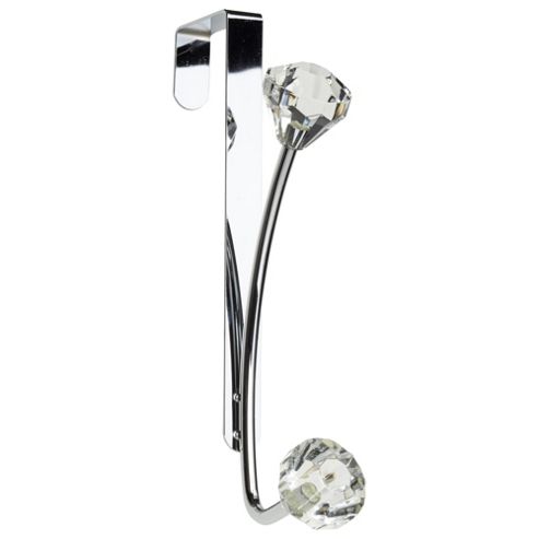 Image of Croydex One Pair Jewelled Door Hooks, Chrome