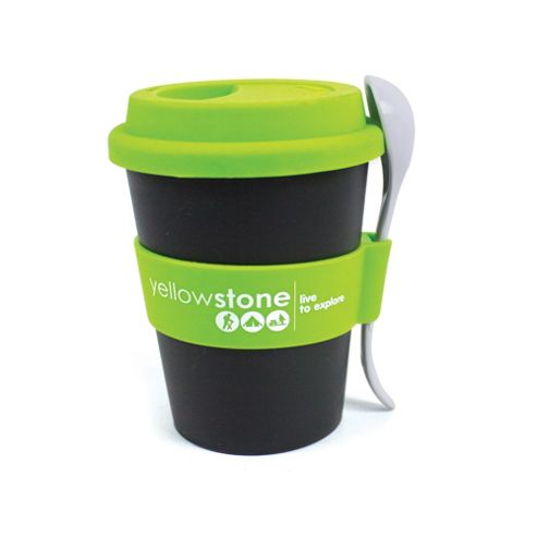 Image of 340ml Snack Cup Black With Green Cover