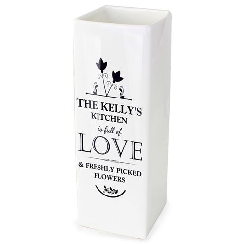 Image of Personalised Full Of Love White Square Vase