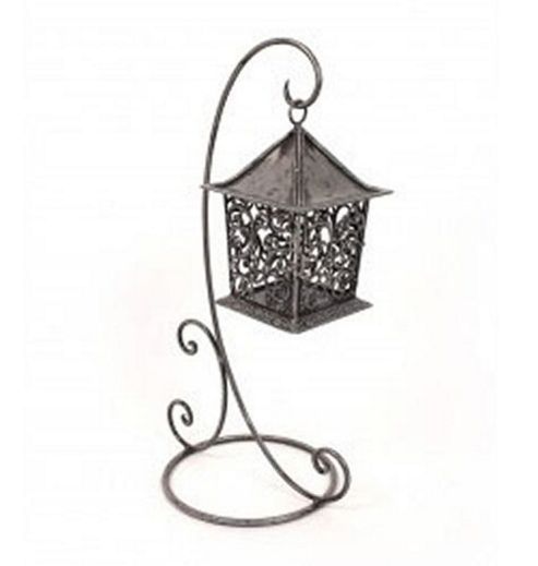 Image of Temple - Oriental Large 2ft Hanging Lantern / Candle Holder - Black