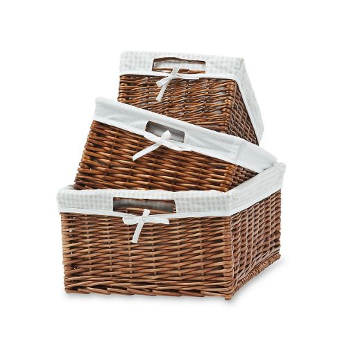Image of Mothercare Apples And Pears Dark Wicker Storage Baskets - Set Of 3