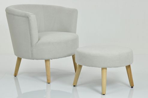 Image of Flynn Occasional Armchair & Footstool Beige Fabric