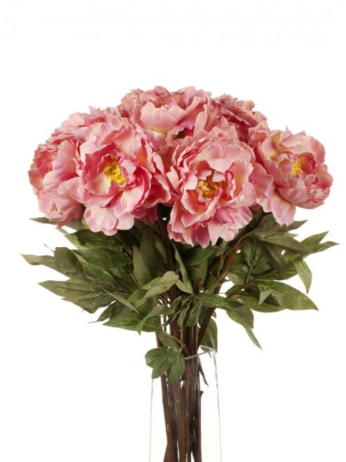 Image of Artificial 78cm Single Stem Pink Peonies X 12
