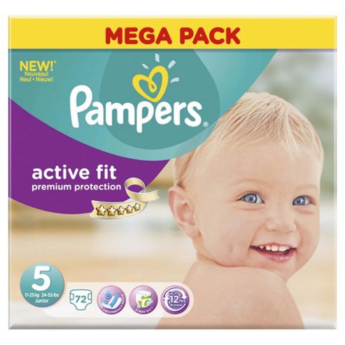 Image of Pampers Active Fit Size 5 Mega Pack - 72 Nappies