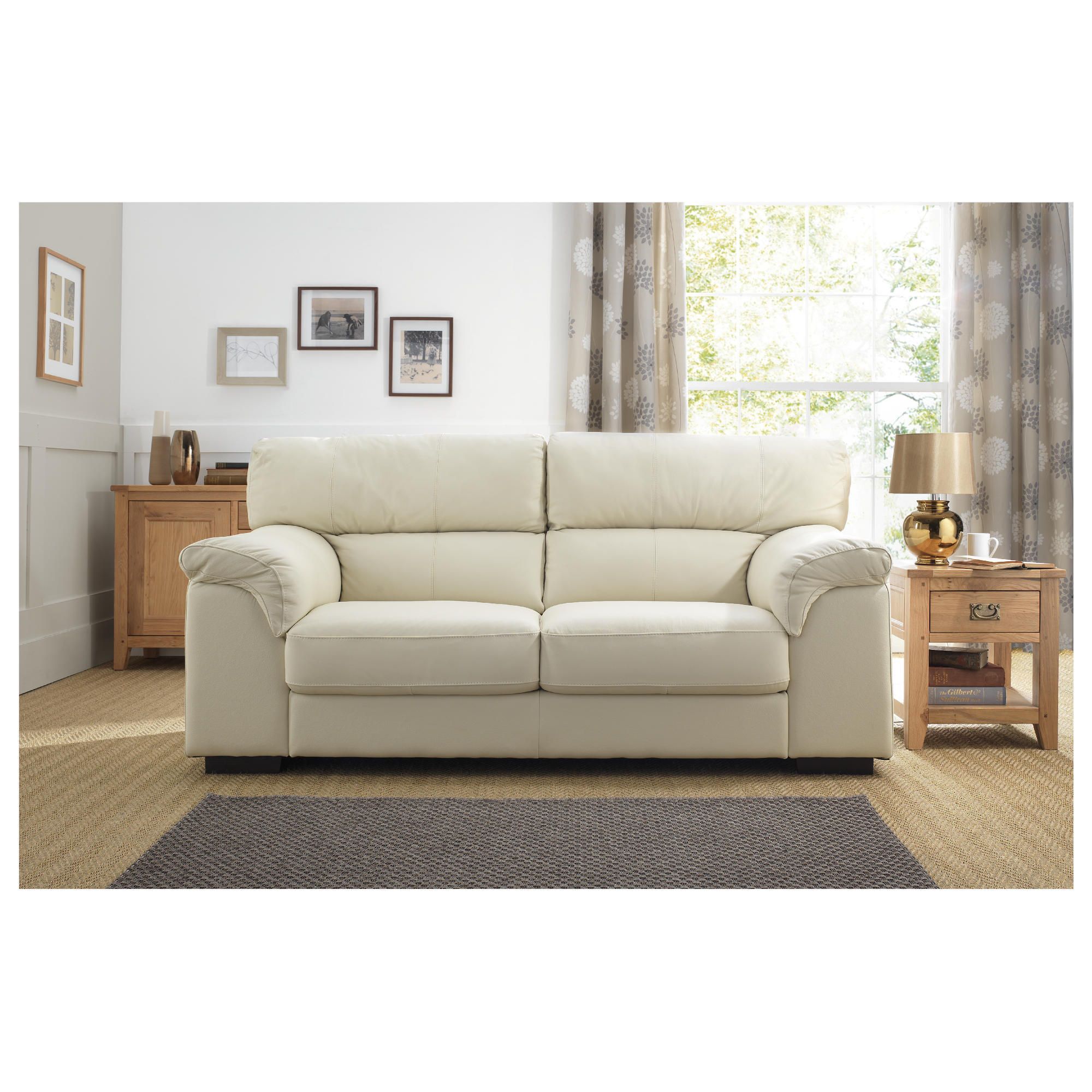 Galileo Large Leather Sofa Ivory at Tesco Direct