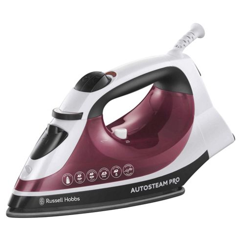 Image of Russell Hobbs 18680 Non Stick Plate Steam Iron - Red & White