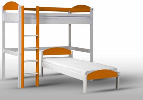 Image of Maximus L Shape High Sleeper White With Orange Details
