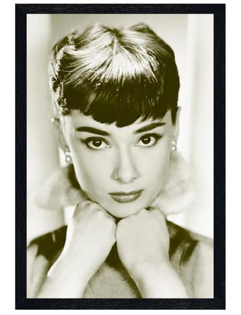 Image of Audrey Hepburn Black Wooden Framed Close-up Poster