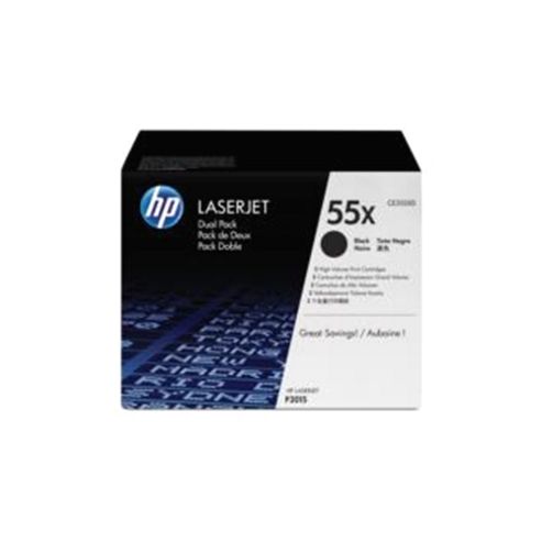 Image of Hewlettpackard 55x Print Cartridges For Laserjet P3015 Printer Twin Pack black
