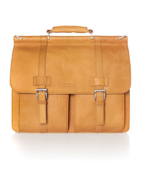 Image of Kenneth Cole Reaction 5.5 Dbl Gusset Dowel Portfolio 15.4 Tan