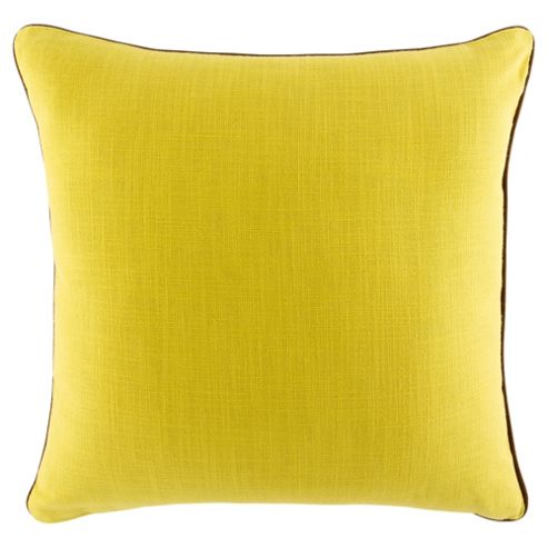 Image of Contrast Piped Plain Cushion, Yellow