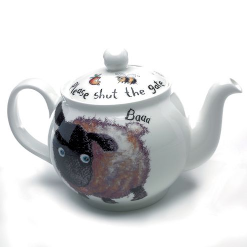 Image of Roy Kirkham Bone China 6 Cup Teapot, Please Shut The Gate,sheep Design