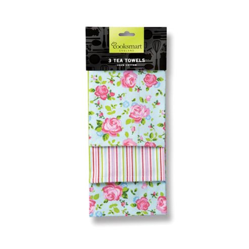 Image of Cooksmart Vintage Floral Tea Towel Set Of 3