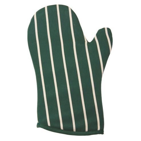 Image of Rushbrookes Butchers Stripe Oven Glove Gauntlet, Green