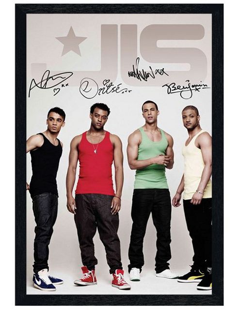 Image of Jls Black Wooden Framed Hunks In Vests Poster