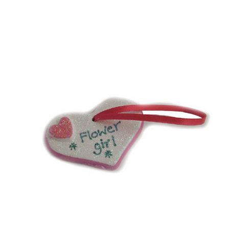 Image of Flowergirl Hot Pink Sparkle Heart Wedding Keepsake