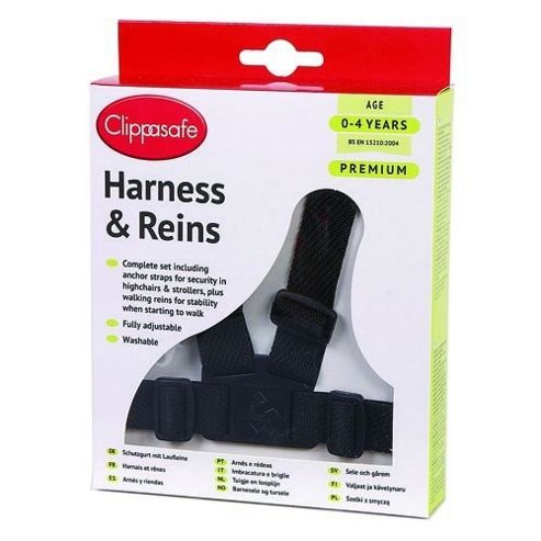Image of Clippasafe Adjustable Walking Harness & Reins (black)