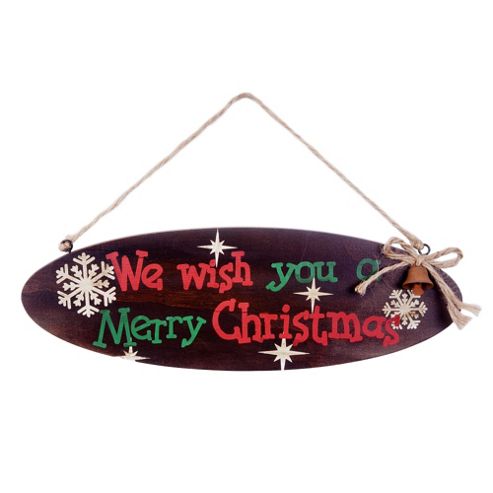 Image of Hanging Oval Wooden Christmas 'merry Christmas' Lyric Sign