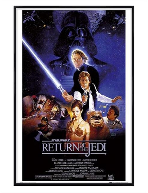 Image of Gloss Black Framed Star Wars Return Of The Jedi Original Movie Score Poster