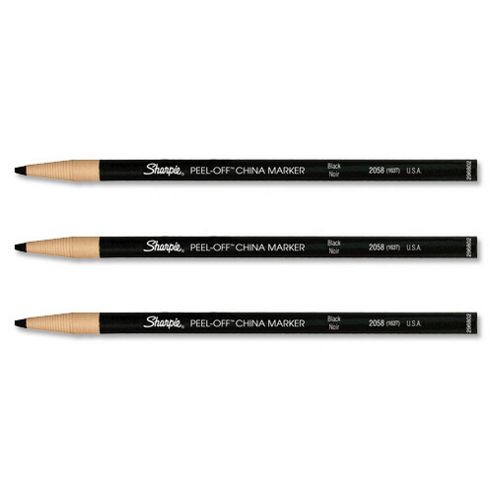 Image of Sharpie China Wax Marker Pencil Peel-off Unwraps To Sharpen Black Ref S0305070 [pack 12]
