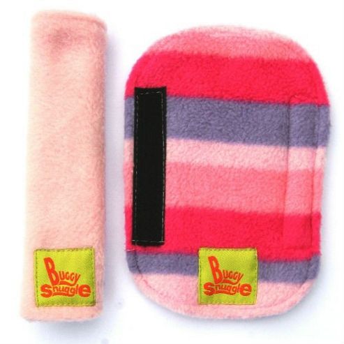 Image of Buggy Snuggle Cerise Fleece Strap Covers (pink Stripe)