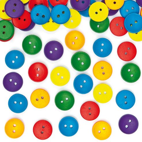 Image of Coloured Wooden Buttons (pack Of 100)
