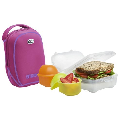 Image of Nude Food Lunch Box And Snack Pot Set With Insulated Cool Skin Cover, Pink
