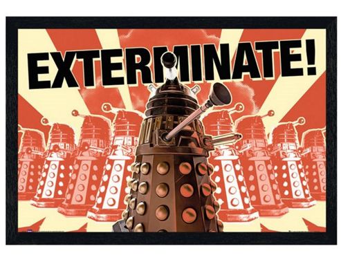 Image of Black Wooden Framed Doctor Who Daleks Exterminate! Poster