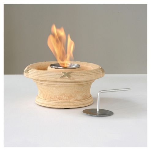 Image of Ethanol Fire Bowl Table Top Heater, Sandstone 15x32cm