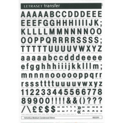 Image of Rubdown Lettering A5 - Helvetica Mc - 10mm - Black