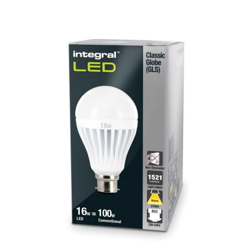 Image of Pack Of Ten Integral B22 16w Warm White Globes