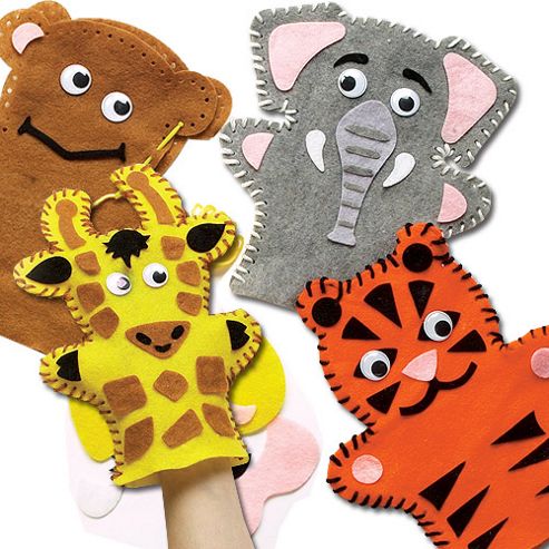Image of Jungle Animal Hand Puppet Sewing Kits (pack Of 4)