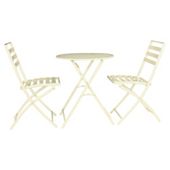 Milan Round  Steel  Folding Bistro Set - Cream