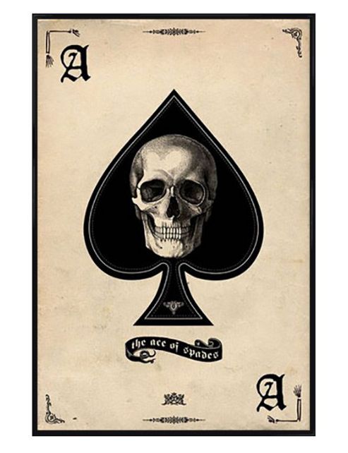 Image of Gothic Playing Card Gloss Black Framed Ace Of Spades Poster