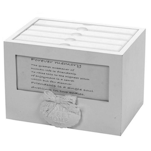 Image of 13cm Photo Box Holder With Plaque - White
