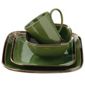 Premier Housewares 16 Piece Square Reactive Glaze Dinner Set in Bronze