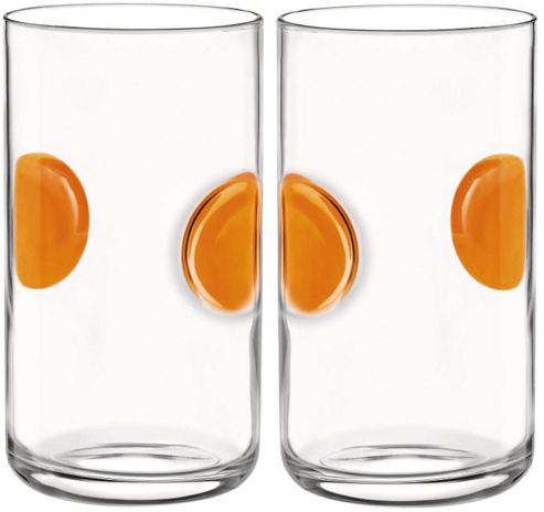 Image of Bormioli Rocco Giove Water Tumbler Glasses - Set Of 2 - Orange - 490ml