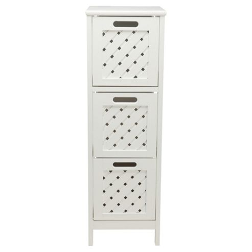 Image of Sheringham White Wood 3 Drawer Tower Cabinet
