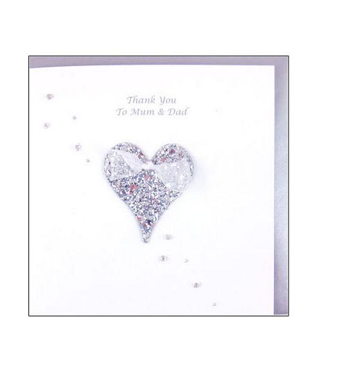 Image of Glittering Heart Mum And Dad Thank You Card