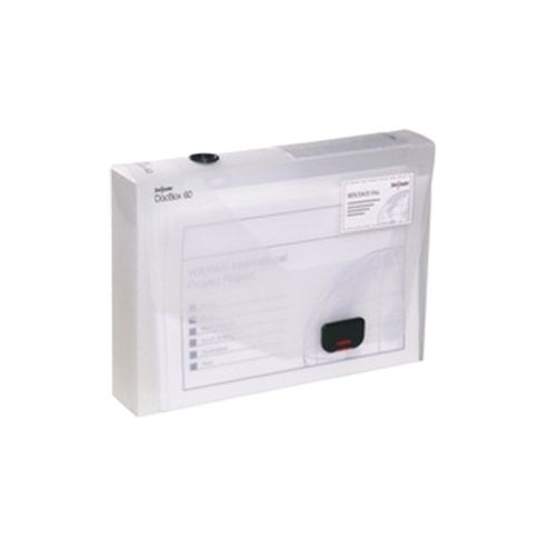 Image of Snopake Docbox Box File Polypropylene With Push Lock 60mm Spine A4 Clear Ref 12871