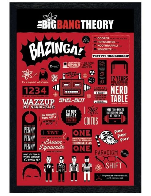 Image of Black Wooden Framed The Big Bang Theory Infographic Poster