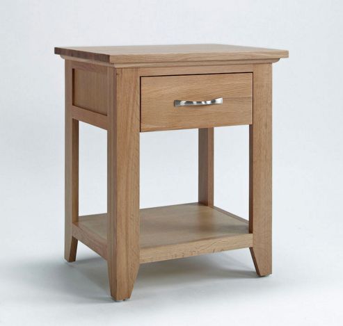 Image of Ametis Sherwood Oak Lamp Table With Drawer