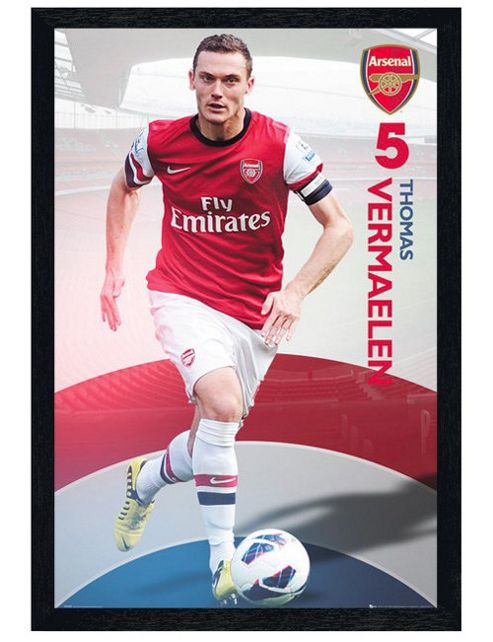 Image of Arsenal Football Club Black Wooden Framed Thomas Vermaelen Afc Poster