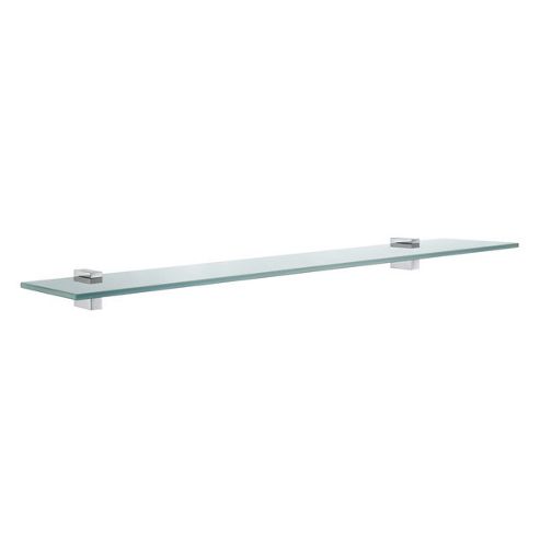 Image of Smedbo Air Bathroom Glass Shelf With Brackets In Polished Chrome