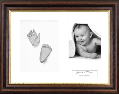 Image of 3d Baby Casting Kit - Mahogany Gold Trim Frame - Silver Paint