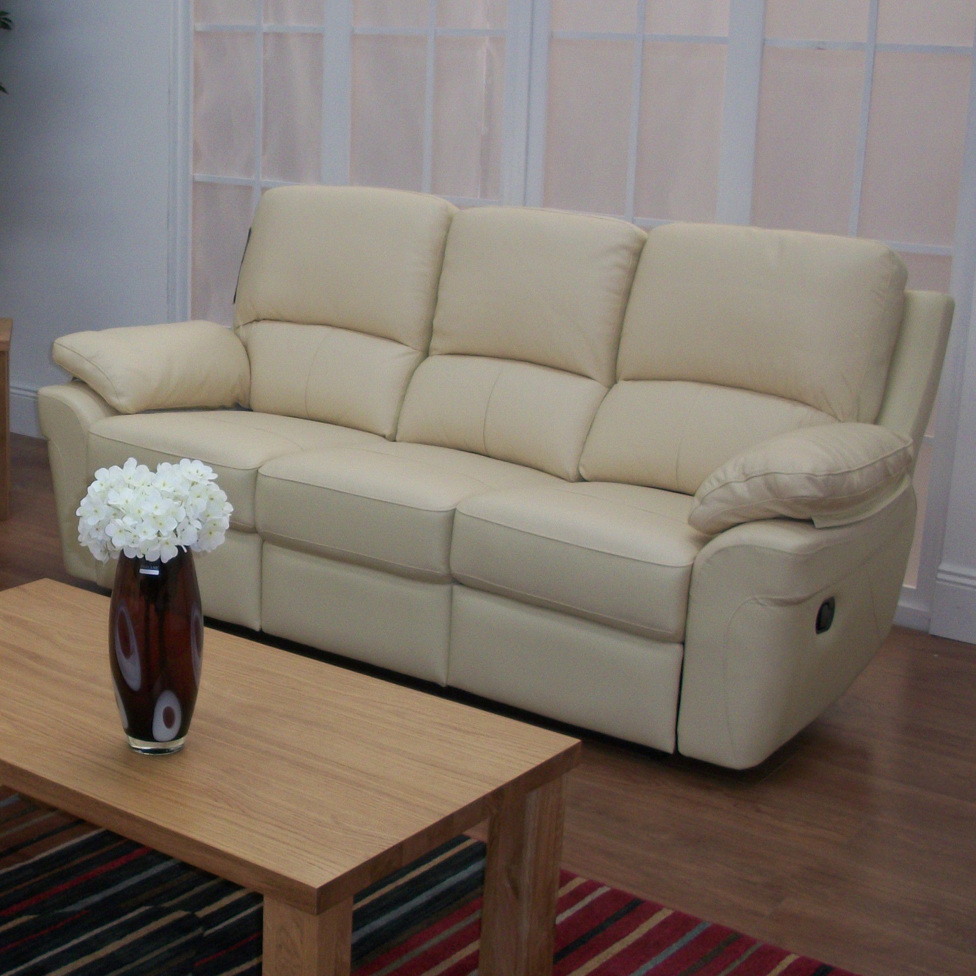 Furniture Link Monzano Three Seat Reclining Sofa in Ivory - Ivory at Tesco Direct
